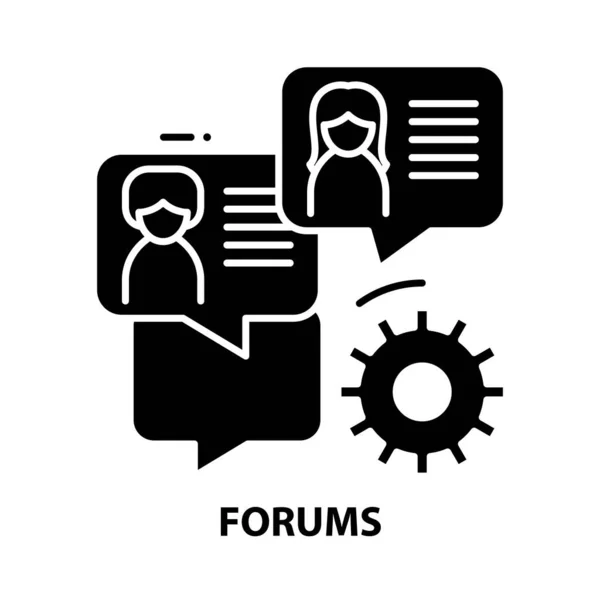 Forums icon, black vector sign with editable strokes, concept illustration — Stockvector