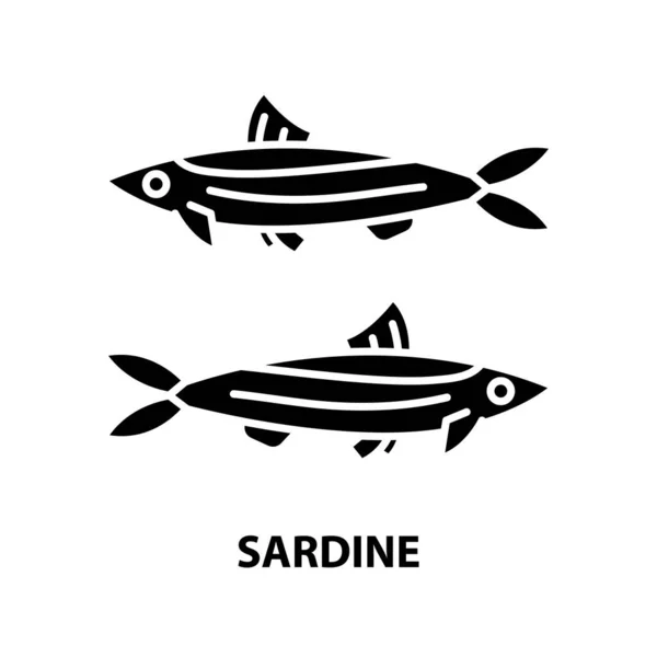 Icono de sardina, signo de vector negro con trazos editables, ilustración de concepto — Vector de stock