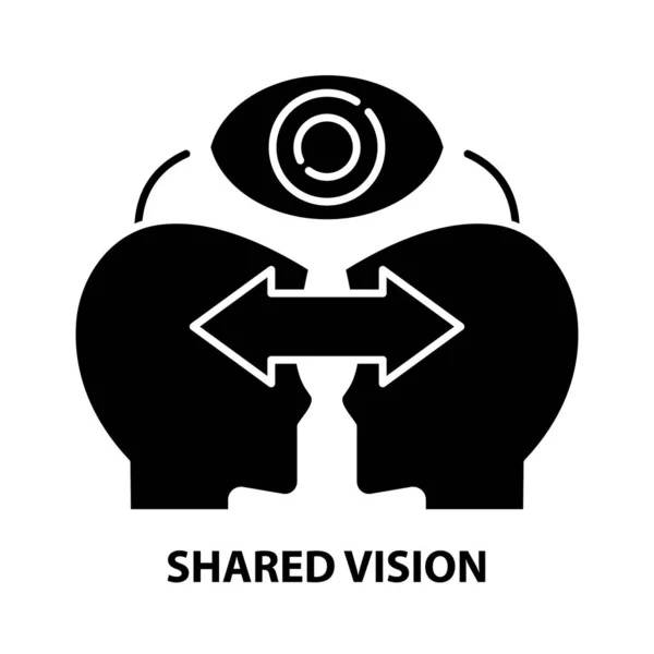 Icône de vision partagée, signe vectoriel noir avec traits modifiables, illustration de concept — Image vectorielle