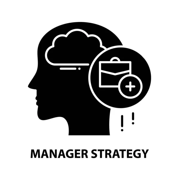 Manager strategie icoon, zwart vectorteken met aanpasbare slagen, concept illustratie — Stockvector