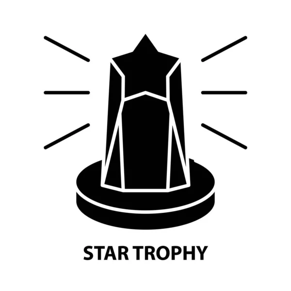 Icono de trofeo de estrella, signo de vector negro con trazos editables, ilustración de concepto — Archivo Imágenes Vectoriales