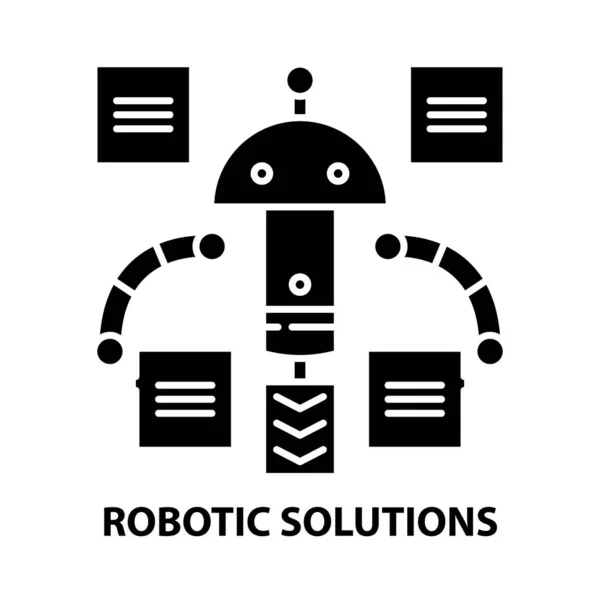 Robotic solutions icon, black vector sign with editable strokes, concept illustration — Stock Vector