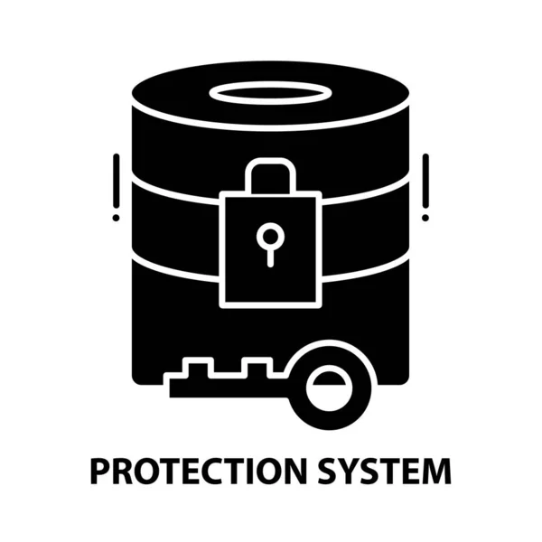 Icône du système de protection, signe vectoriel noir avec touches modifiables, illustration de concept — Image vectorielle