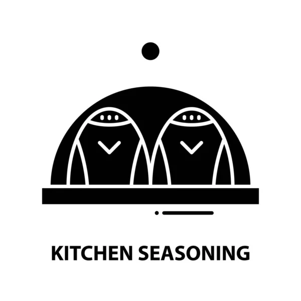 Icône d'assaisonnement de cuisine, panneau vectoriel noir avec touches modifiables, illustration de concept — Image vectorielle