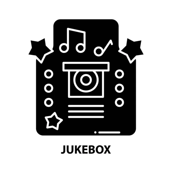 Ikona jukeboxu, černý vektorový znak s upravitelnými tahy, koncept ilustrace — Stockový vektor