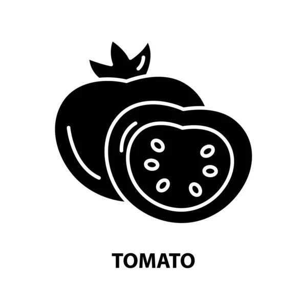 토마토 심볼 아이콘, 검정 벡터 사인 편집 가능 한 획, 컨셉 일러스트 — 스톡 벡터
