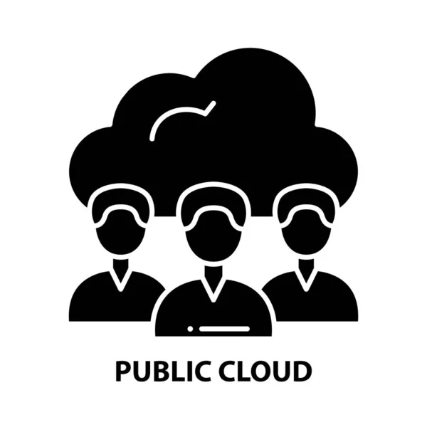 Ikona chmury publicznej, czarny znak wektora z edytowalnymi pociągnięciami, ilustracja koncepcyjna — Wektor stockowy