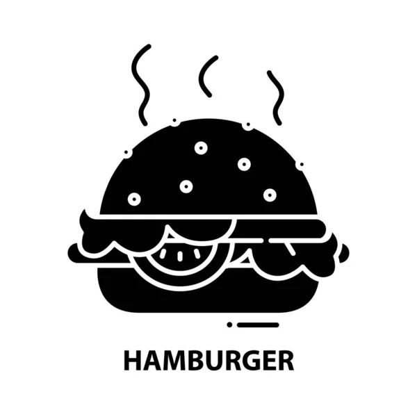 Hamburger εικονίδιο, μαύρο διάνυσμα υπογράψει με επεξεργάσιμο εγκεφαλικά επεισόδια, εικόνα έννοια — Διανυσματικό Αρχείο