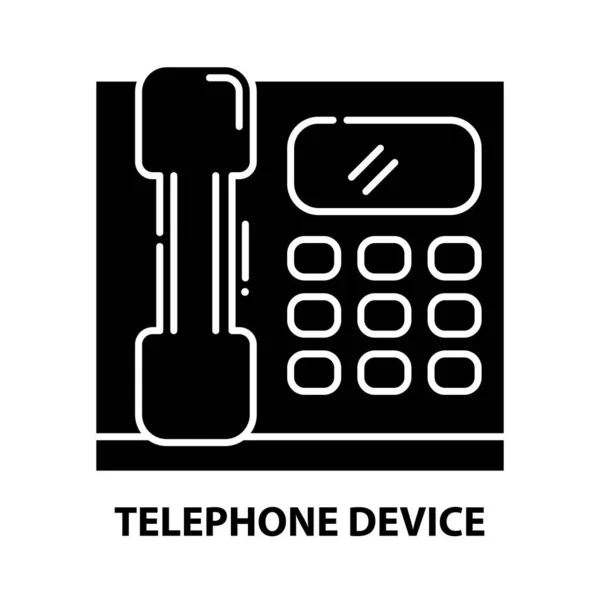 Telephone device icon, black vector sign with editable strokes, concept illustration — Stock Vector