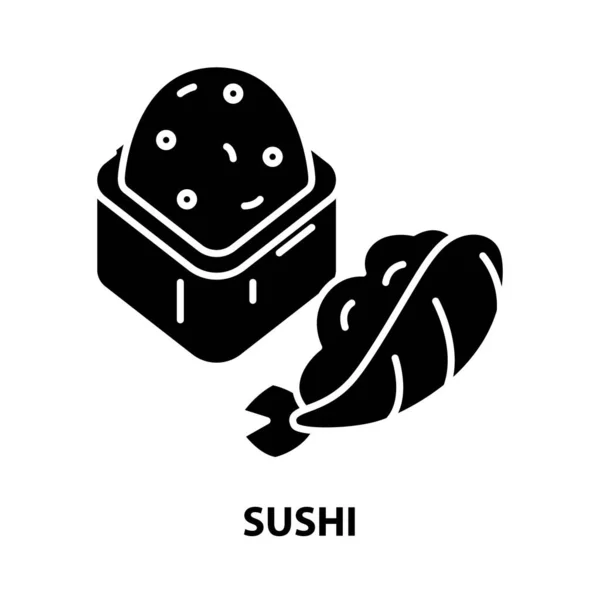 Ikona sushi znak, czarny znak wektor z edytowalnych pociągnięć, ilustracja koncepcja — Wektor stockowy