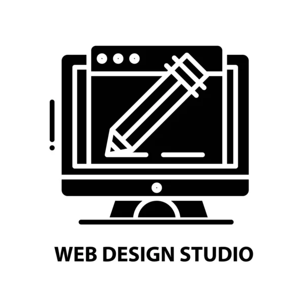 Icono del estudio de diseño web, signo de vector negro con movimientos editables, ilustración de concepto — Archivo Imágenes Vectoriales