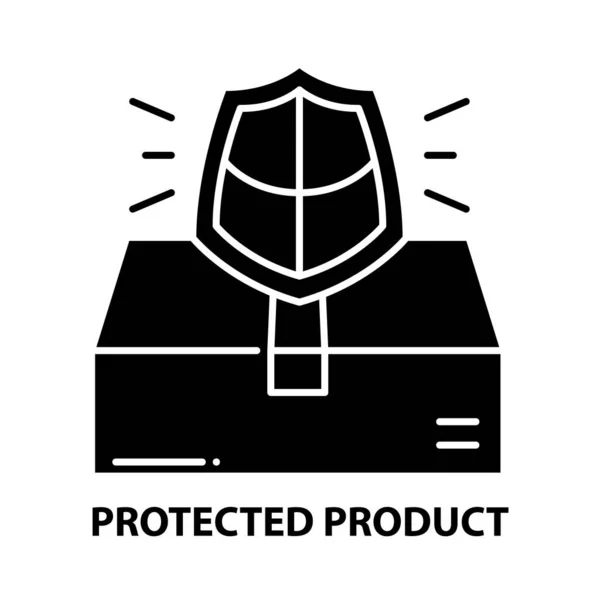Ícone de produto protegido, sinal de vetor preto com traços editáveis, ilustração conceito —  Vetores de Stock