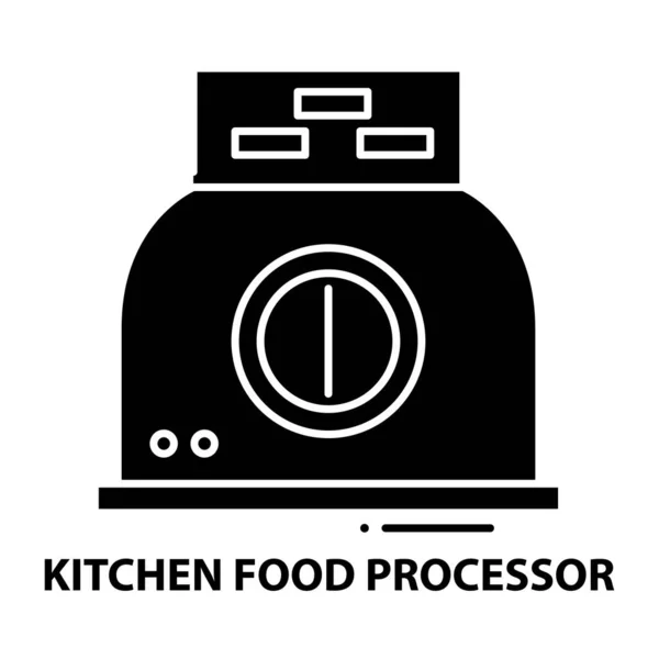 Icône du robot culinaire de cuisine, panneau vectoriel noir avec touches modifiables, illustration de concept — Image vectorielle