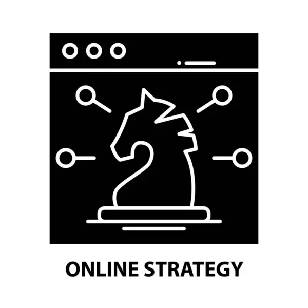 Online strategie icoon, zwart vectorteken met bewerkbare slagen, concept illustratie — Stockvector