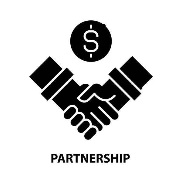 Icona della partnership, segno vettoriale nero con tratti modificabili, illustrazione concettuale — Vettoriale Stock