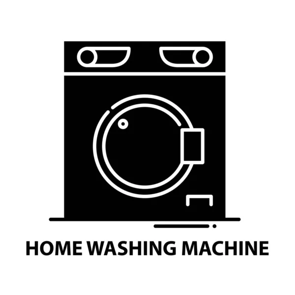 Значок символу домашньої пральної машини, чорний векторний знак зі зміненими штрихами, концептуальна ілюстрація — стоковий вектор