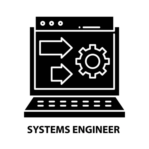 Rendszermérnök ikon, fekete vektor jel szerkeszthető mozdulatokkal, koncepció illusztráció — Stock Vector