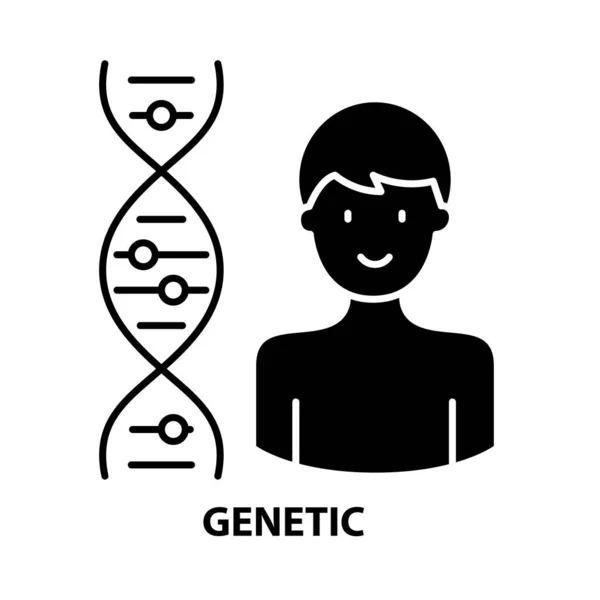 Genetisk ikon, svart vektor tecken med redigerbara stroke, begrepp illustration — Stock vektor