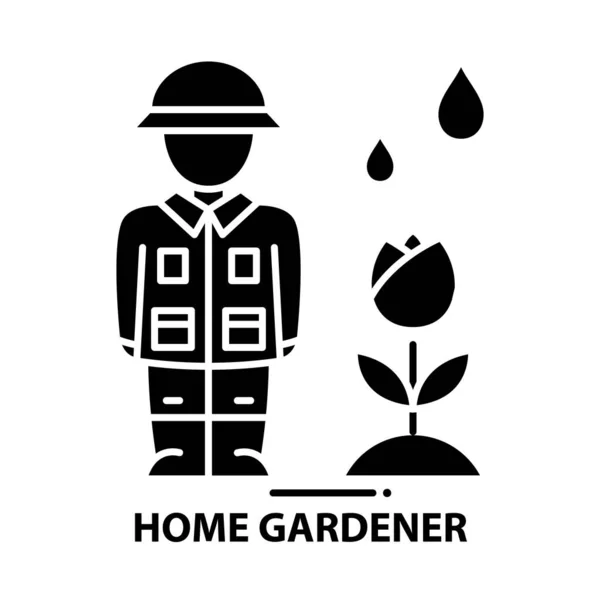 Home ícone jardineiro, sinal vetor preto com traços editáveis, ilustração conceito — Vetor de Stock