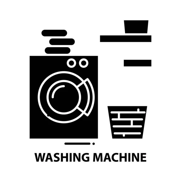 Icône de symbole de machine à laver, signe vectoriel noir avec touches modifiables, illustration de concept — Image vectorielle