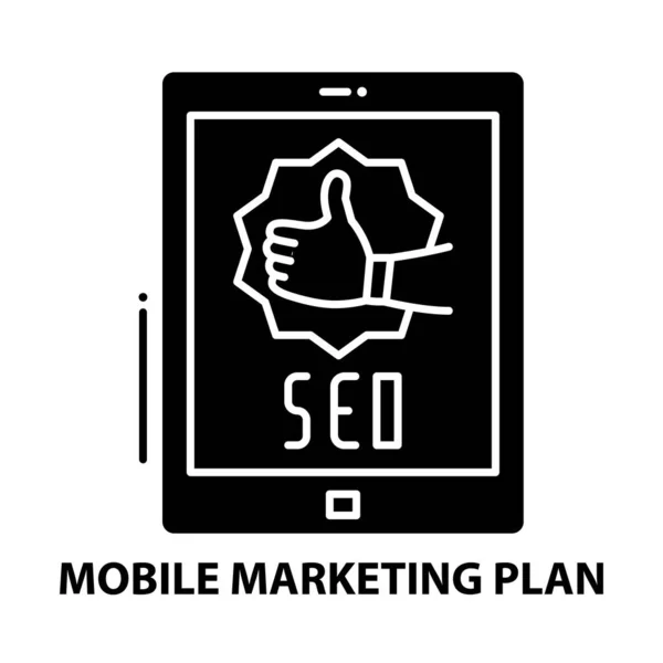 Icono del plan de marketing móvil, signo de vector negro con movimientos editables, ilustración del concepto — Archivo Imágenes Vectoriales