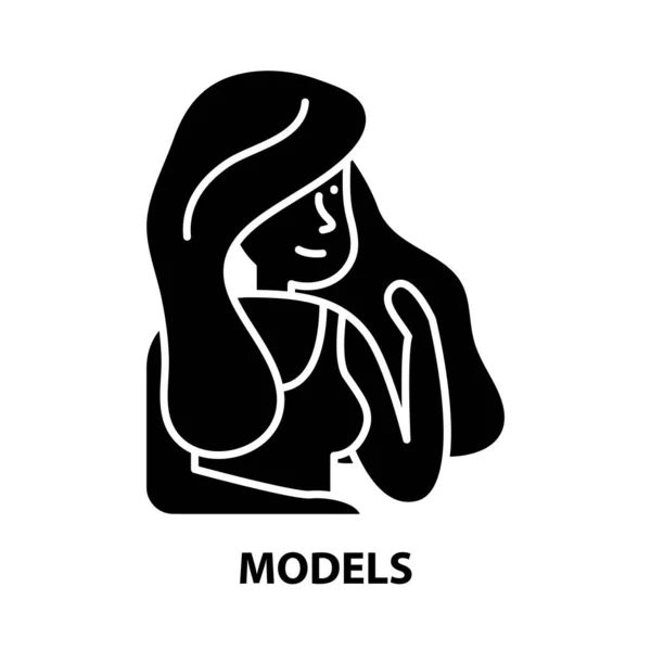 Icono de modelos, signo de vector negro con trazos editables, ilustración conceptual — Archivo Imágenes Vectoriales