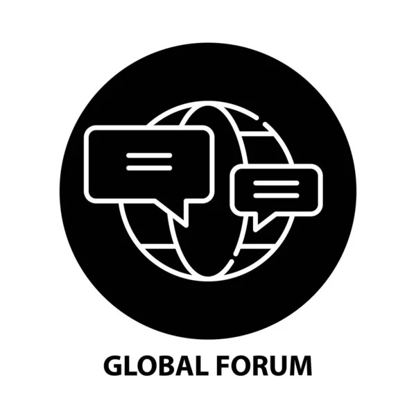 Globális fórum ikon, fekete vektor jel szerkeszthető mozdulatokkal, koncepció illusztráció — Stock Vector