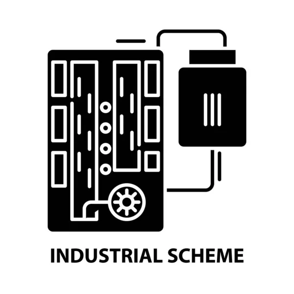 Endüstriyel şema simgesi, düzenlenebilir vuruşlarla siyah vektör işareti, konsept illüstrasyon — Stok Vektör