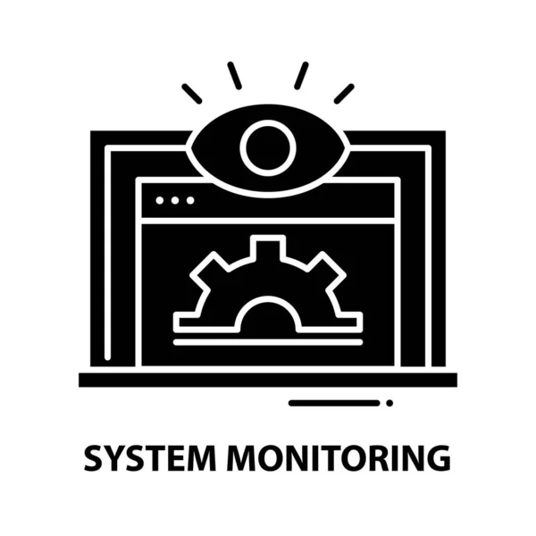 Icono de monitoreo del sistema, signo de vector negro con trazos editables, ilustración del concepto — Vector de stock