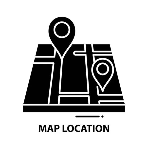 Icono de ubicación del mapa, signo de vector negro con trazos editables, ilustración del concepto — Vector de stock