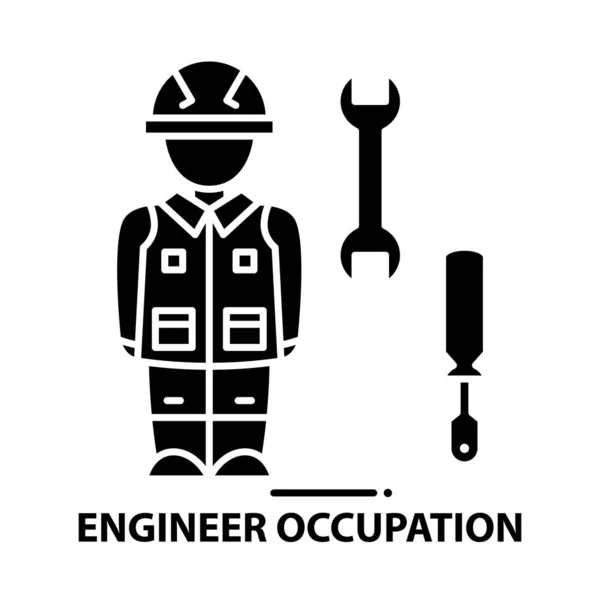 Icône d'occupation ingénieur, signe vectoriel noir avec touches modifiables, illustration de concept — Image vectorielle