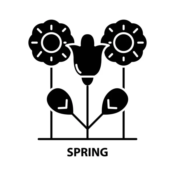 Icône de printemps, signe vectoriel noir avec touches modifiables, illustration de concept — Image vectorielle