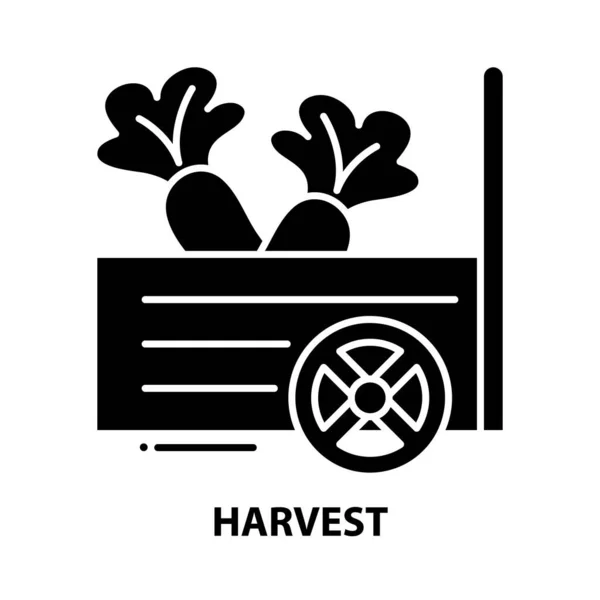Значок сбора урожая, знак черного вектора с редактируемыми штрихами, концептуальная иллюстрация — стоковый вектор