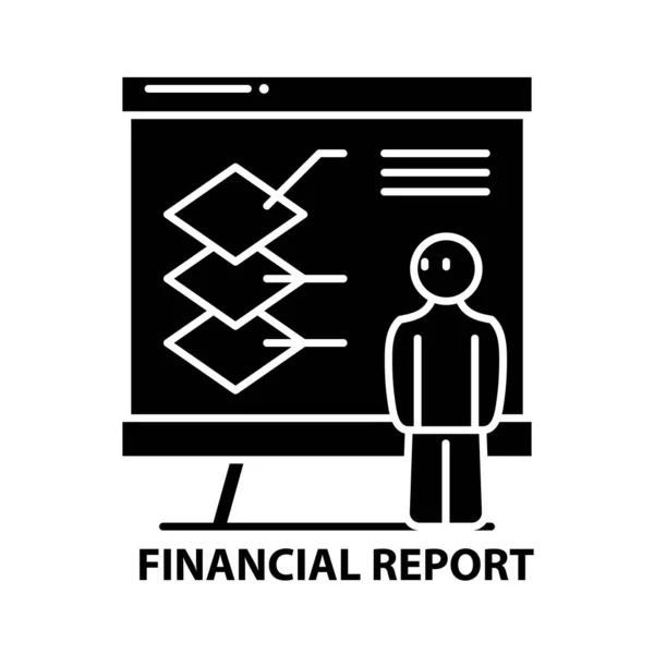Ikona finančního výkazu, černý vektorový znak s upravitelnými tahy, koncept ilustrace — Stockový vektor