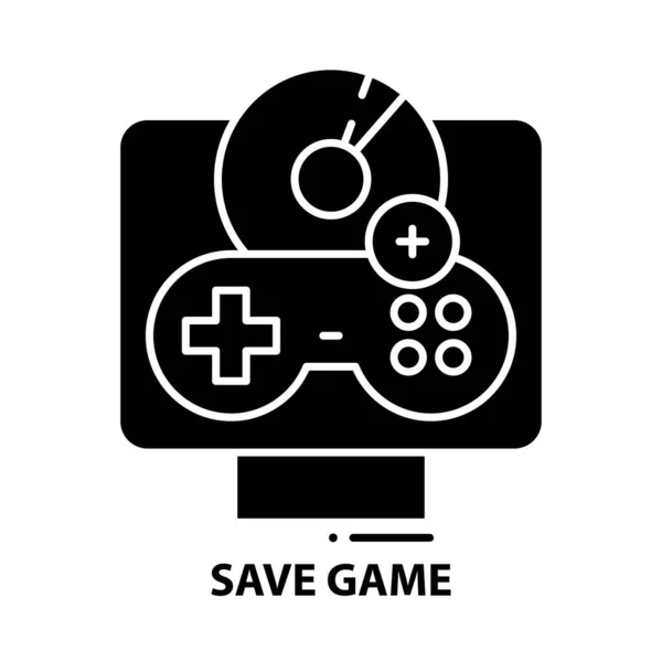 Save game icon, black vector sign with editable strokes, concept illustration — Stock Vector