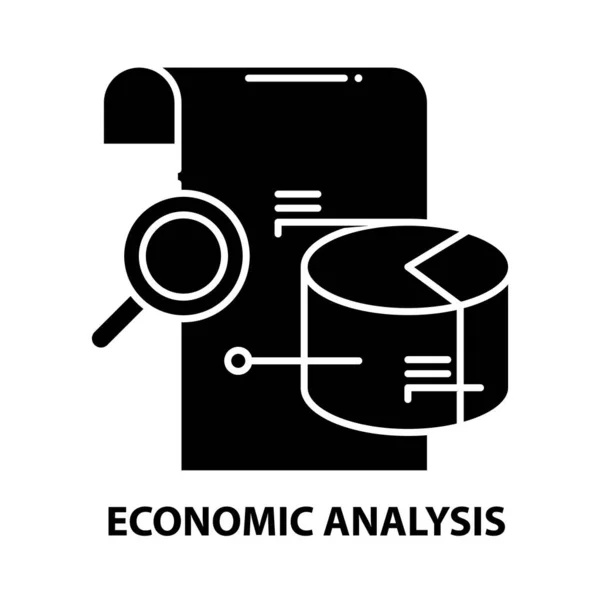 Economisch analyse icoon, zwart vectorteken met instelbare slagen, concept illustratie — Stockvector