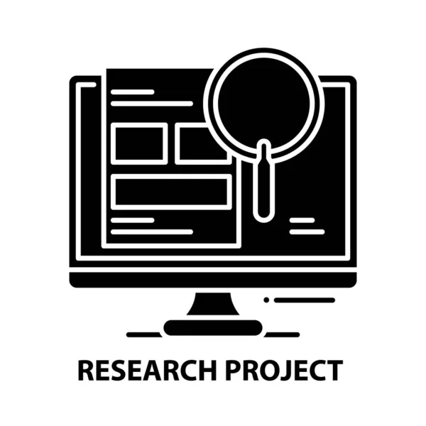 Icon des Forschungsprojekts, schwarzes Vektorzeichen mit editierbaren Strichen, Konzeptillustration — Stockvektor