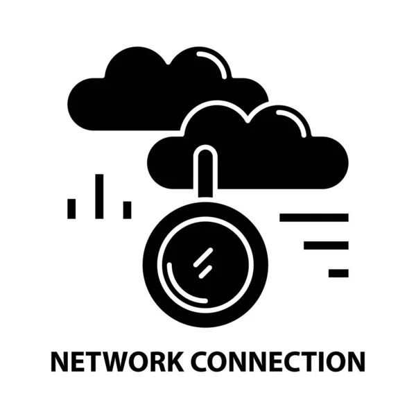 Ikona symbolu połączenia sieciowego, czarny znak wektora z edytowalnymi pociągnięciami, ilustracja koncepcyjna — Wektor stockowy