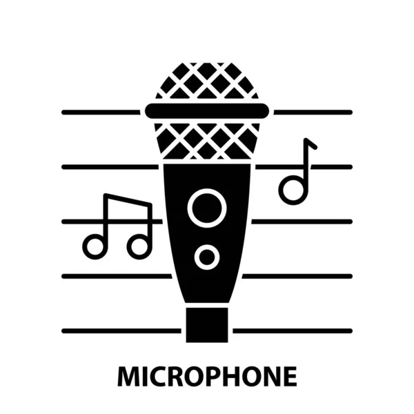 Ikon mikrofon, tanda vektor hitam dengan coretan yang dapat disunting, ilustrasi konsep - Stok Vektor