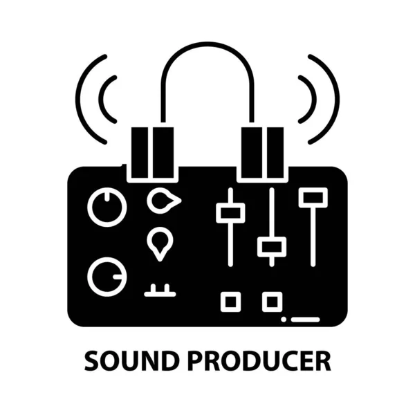 Icono de productor de sonido, signo de vector negro con trazos editables, ilustración conceptual — Vector de stock