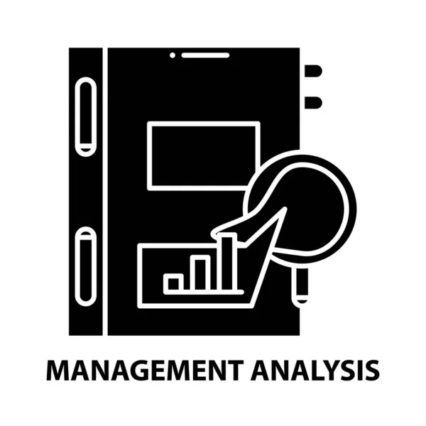 Management analyse icoon, zwart vectorteken met aanpasbare slagen, concept illustratie — Stockvector