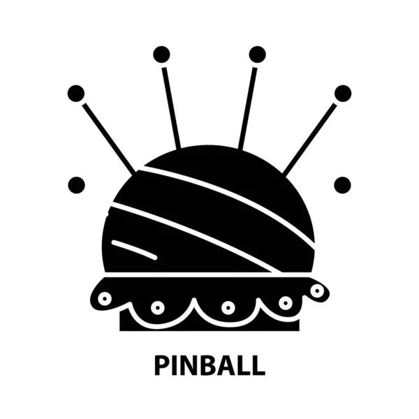 Ikona pinballa, czarny znak wektora z edytowalnymi pociągnięciami, ilustracja koncepcyjna — Wektor stockowy