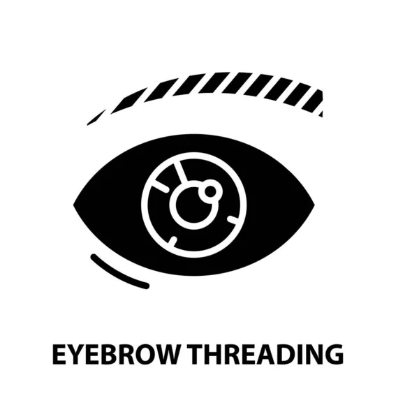 Icono de enhebrado de cejas, signo de vector negro con trazos editables, ilustración conceptual Vector De Stock