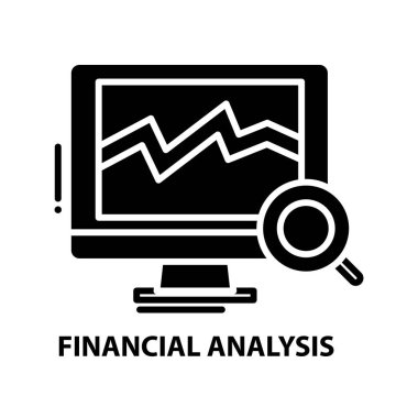 finansal analiz simgesi simgesi, düzenlenebilir vuruşlarla siyah vektör işareti, konsept illüstrasyon