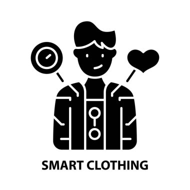 akıllı giyim simgesi, düzenlenebilir vuruşlarla siyah vektör işareti, konsept illüstrasyon