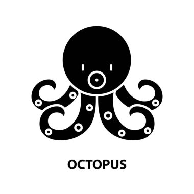 ahtapot sembolü simgesi, düzenlenebilir vuruşlarla siyah vektör işareti, konsept illüstrasyon