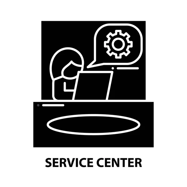 Ícone centro de serviço, sinal vetor preto com traços editáveis, ilustração conceito —  Vetores de Stock