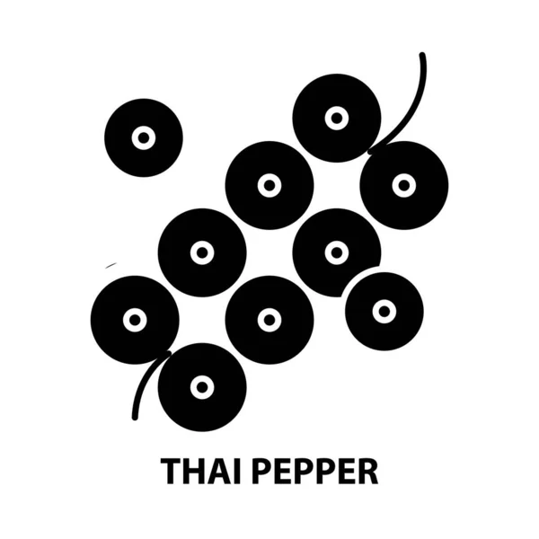 Thai peper pictogram, zwarte vector teken met bewerkbare slagen, concept illustratie — Stockvector