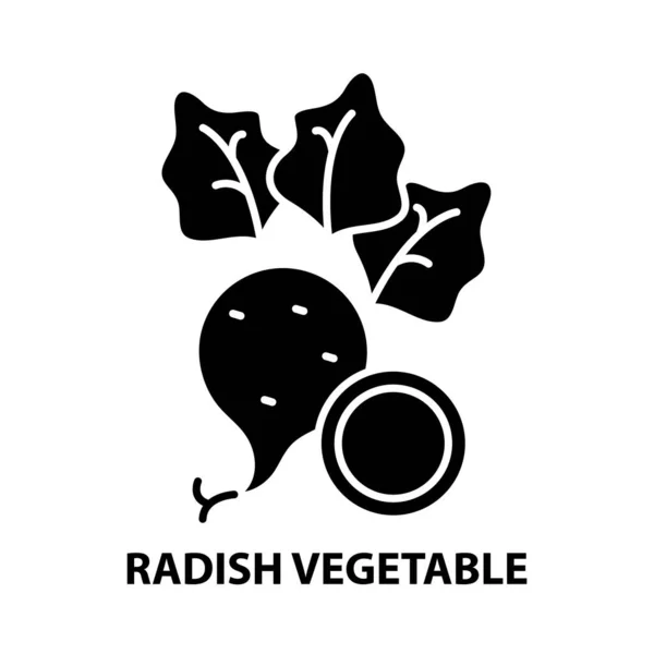 Rettich-Gemüse-Symbol, schwarzes Vektorschild mit editierbaren Strichen, Konzeptillustration — Stockvektor