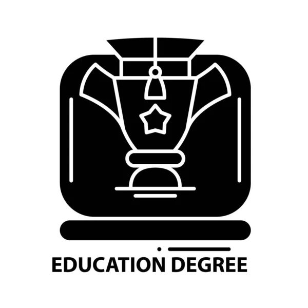 Oktatás diploma ikon, fekete vektor jel szerkeszthető stroke, koncepció illusztráció — Stock Vector
